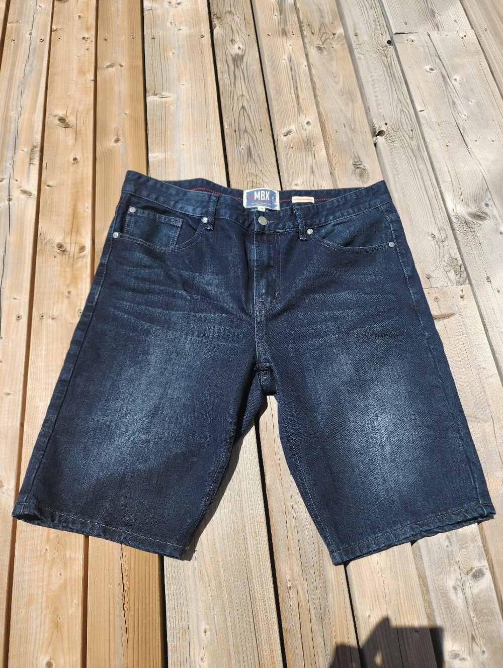Jorts Mens Size 36 Slim Denim Shorts Dark Wash Navy Casual MBX Cotton Blend